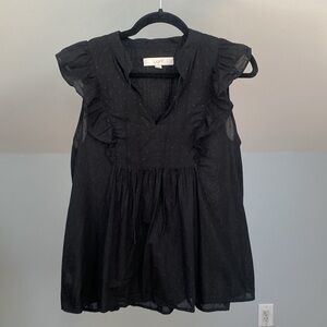 Loft Black Babydoll Top, womans blouse size medium